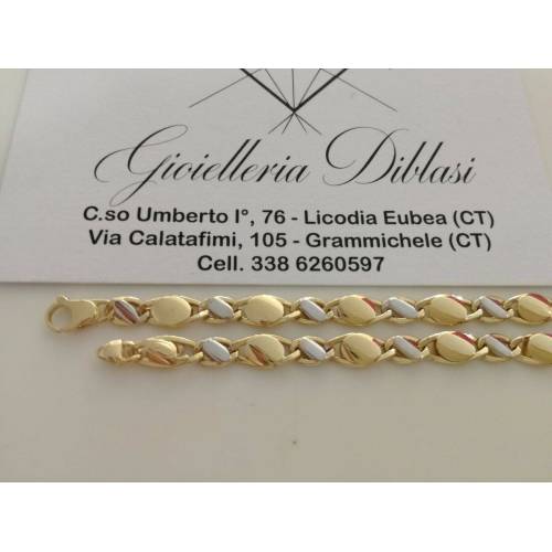 COLLANA In ORO Bicolore GIALLO e BIANCO Unisex Oro 18 KT 750% Made In Italy - 2