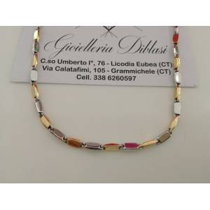 COLLANA In ORO Bicolore GIALLO E ORO BIANCO Unisex Oro 18 KT 750% Made In Italy - 1