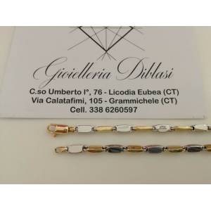 COLLANA In ORO Bicolore GIALLO E ORO BIANCO Unisex Oro 18 KT 750% Made In Italy - 1 2