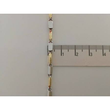 COLLANA In ORO Bicolore GIALLO E ORO BIANCO Unisex Oro 18 KT 750% Made In Italy - 3