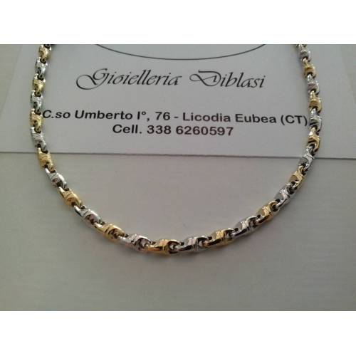 COLLANA ORO GIALLO E BIANCO BICOLORE (oro 18 kt titolo 750%) - 1