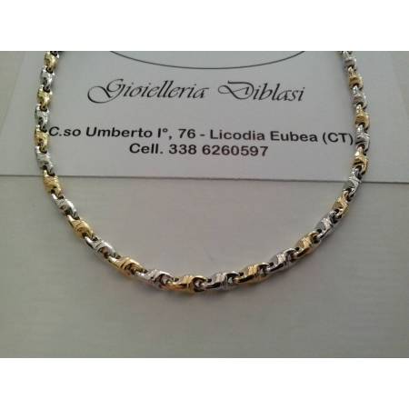 COLLANA ORO GIALLO E BIANCO BICOLORE (oro 18 kt titolo 750%) - 1