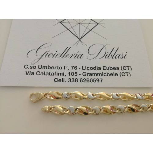 COLLANA In ORO Bicolore GIALLO E ORO BIANCO Unisex Oro 18 KT 750% Made In Italy - 2