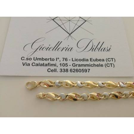 COLLANA In ORO Bicolore GIALLO E ORO BIANCO Unisex Oro 18 KT 750% Made In Italy - 2