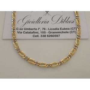 COLLANA In ORO Bicolore GIALLO e BIANCO Unisex Oro 18 KT 750% Made In Italy - 1