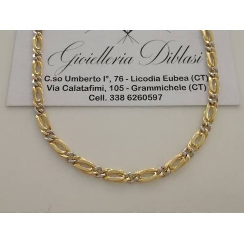 COLLANA In ORO Bicolore GIALLO e BIANCO Unisex Oro 18 KT 750% Made In Italy - 1