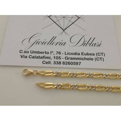 COLLANA In ORO Bicolore GIALLO e BIANCO Unisex Oro 18 KT 750% Made In Italy - 2