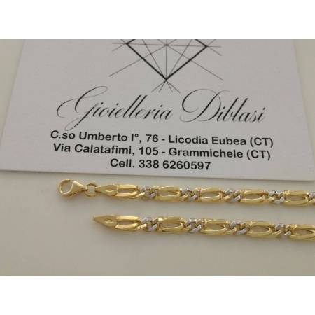 COLLANA In ORO Bicolore GIALLO e BIANCO Unisex Oro 18 KT 750% Made In Italy - 2