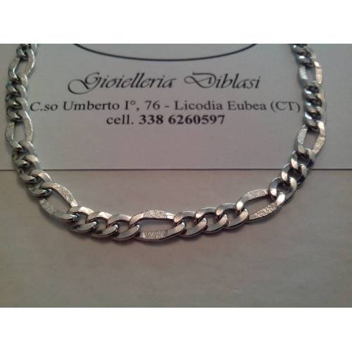 COLLIER COLLANA UOMO IN ORO BIANCO 3+1 oro 18 KARATI 750% MADE IN ITALY - 1