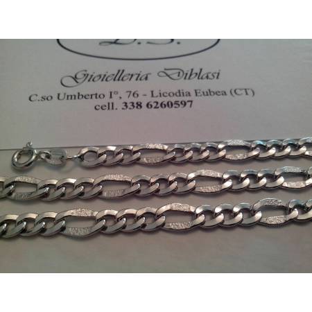 COLLIER COLLANA UOMO IN ORO BIANCO 3+1 oro 18 KARATI 750% MADE IN ITALY - 2