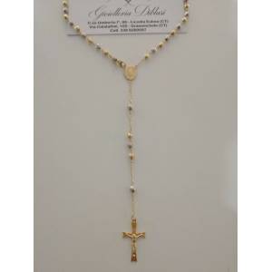 COLLANA ROSARIO ORO Giallo Bianco 18Kt 750% CATENINA Uomo Donna Sfere Diamantate - 1