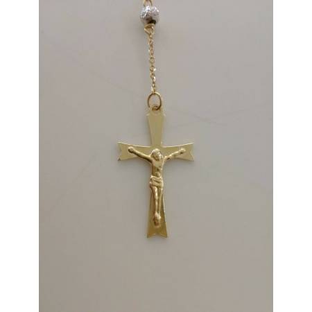 COLLANA ROSARIO ORO Giallo Bianco 18Kt 750% CATENINA Uomo Donna Sfere Diamantate - 3