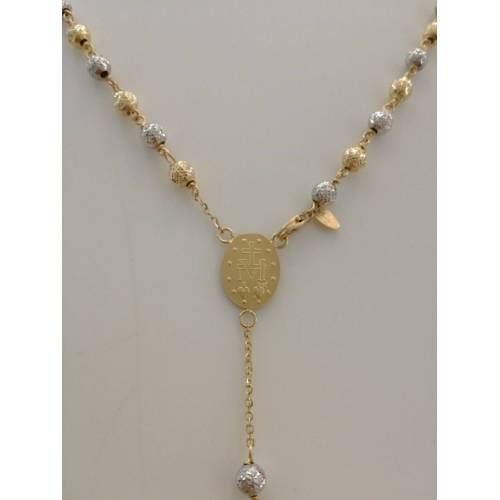 COLLANA ROSARIO ORO Giallo Bianco 18Kt 750% CATENINA Uomo Donna Sfere Diamantate - 4