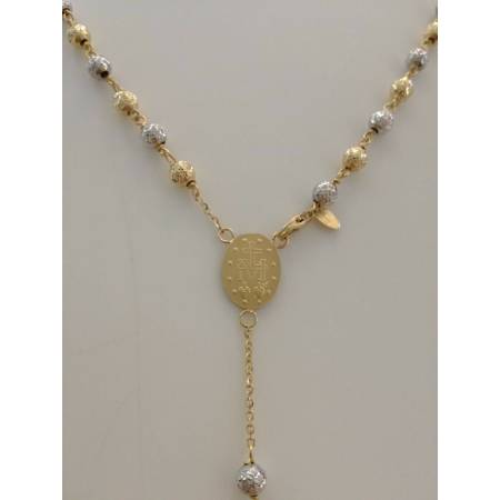COLLANA ROSARIO ORO Giallo Bianco 18Kt 750% CATENINA Uomo Donna Sfere Diamantate - 4