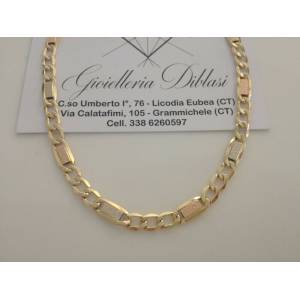 COLLANA Con I TRE COLORI DELL'ORO Unisex Oro 18 KT 750% Made In Italy - 1
