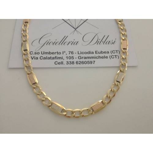 COLLANA Con I TRE COLORI DELL'ORO Unisex Oro 18 KT 750% Made In Italy - 1