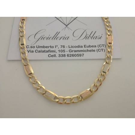 COLLANA Con I TRE COLORI DELL'ORO Unisex Oro 18 KT 750% Made In Italy - 1
