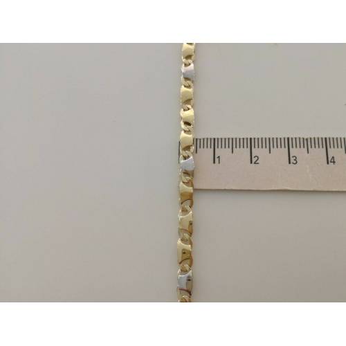 COLLANA Collier CATENA Girocollo ORO 18 KT 750% GIALLO BIANCO Maglia Uomo Donna - 3