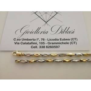 COLLANA In ORO Bicolore GIALLO E ORO BIANCO Unisex Oro 18 KT 750% Made In Italy - 1 2