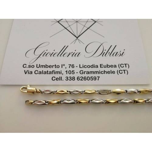 COLLANA In ORO Bicolore GIALLO E ORO BIANCO Unisex Oro 18 KT 750% Made In Italy - 2