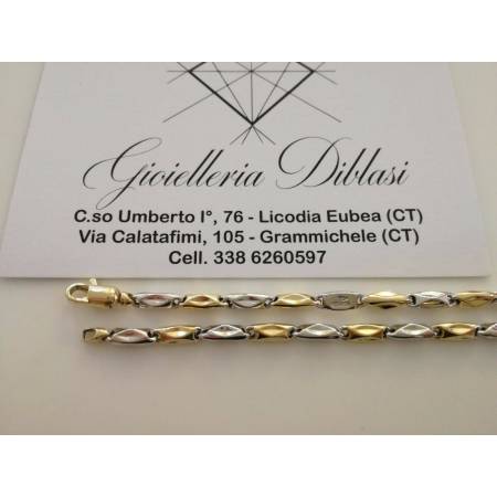 COLLANA In ORO Bicolore GIALLO E ORO BIANCO Unisex Oro 18 KT 750% Made In Italy - 2