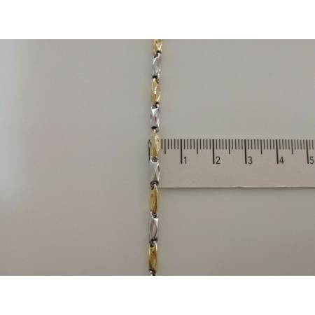 COLLANA In ORO Bicolore GIALLO E ORO BIANCO Unisex Oro 18 KT 750% Made In Italy - 3