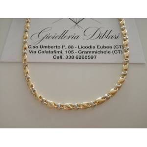 COLLANA Uomo Donna ORO 18 Carati 750% COLLIER A CATENA Giallo Bianco Girocollo - 1
