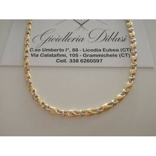 COLLANA Uomo Donna ORO 18 Carati 750% COLLIER A CATENA Giallo Bianco Girocollo - 1