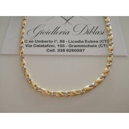 COLLANA Uomo Donna ORO 18 Carati 750% COLLIER A CATENA Giallo Bianco Girocollo - 1