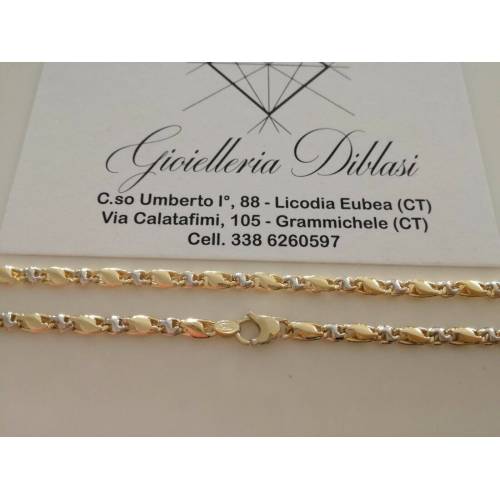 COLLANA Uomo Donna ORO 18 Carati 750% COLLIER A CATENA Giallo Bianco Girocollo - 3