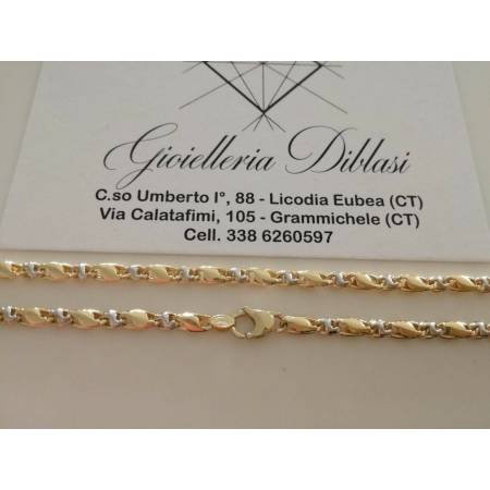 COLLANA Uomo Donna ORO 18 Carati 750% COLLIER A CATENA Giallo Bianco Girocollo - 3