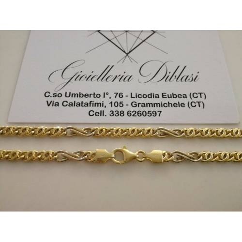 COLLANA In ORO Bicolore GIALLO E ORO BIANCO Unisex Oro 18 KT 750% Made In Italy - 2