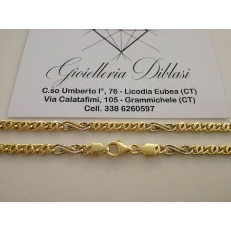 COLLANA In ORO Bicolore GIALLO E ORO BIANCO Unisex Oro 18 KT 750% Made In Italy - 2