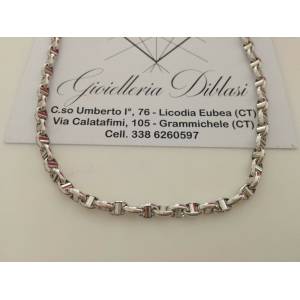 COLLANA Uomo Donna Collier In ORO BIANCO Unisex Oro 18 KT 750% Made In Italy - 1