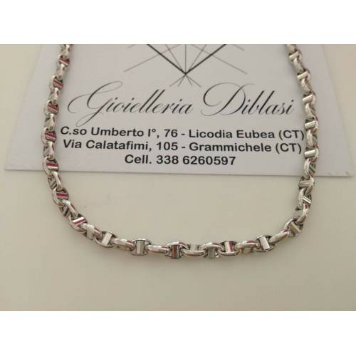 COLLANA Uomo Donna Collier In ORO BIANCO Unisex Oro 18 KT 750% Made In Italy - 1