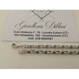 COLLANA Uomo Donna Collier In ORO BIANCO Unisex Oro 18 KT 750% Made In Italy - 1 2