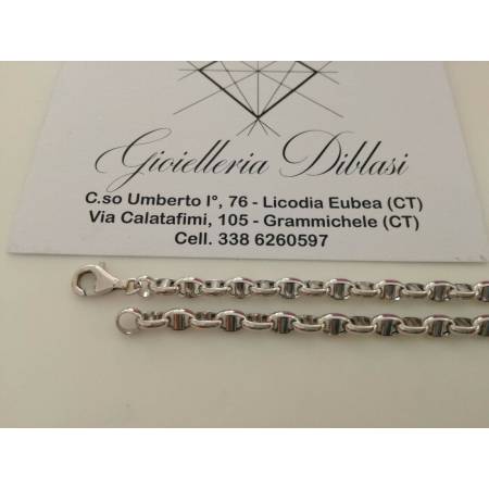 COLLANA Uomo Donna Collier In ORO BIANCO Unisex Oro 18 KT 750% Made In Italy - 2