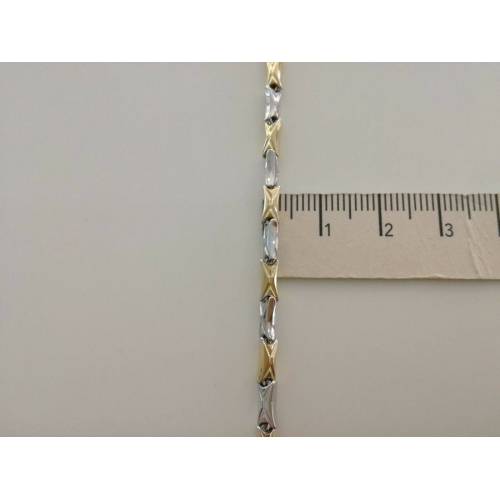 COLLANA Collier Catena Girocollo ORO 18 KT 750% GIALLO BIANCO Bicolor Uomo Donna - 3