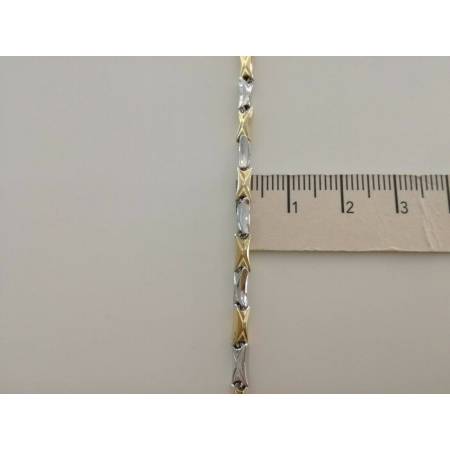 COLLANA Collier Catena Girocollo ORO 18 KT 750% GIALLO BIANCO Bicolor Uomo Donna - 3