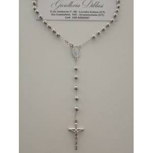 COLLANA ROSARIO Collier ORO BIANCO 18 Kt 750% CATENINA Uomo Donna Sfere Lucide - 1