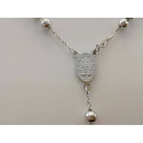 COLLANA ROSARIO Collier ORO BIANCO 18 Kt 750% CATENINA Uomo Donna Sfere Lucide - 3