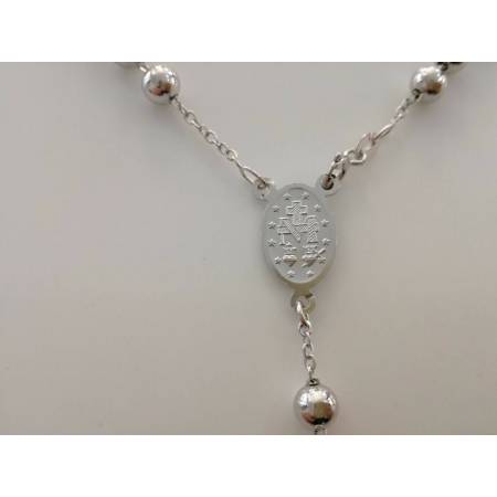 COLLANA ROSARIO Collier ORO BIANCO 18 Kt 750% CATENINA Uomo Donna Sfere Lucide - 3