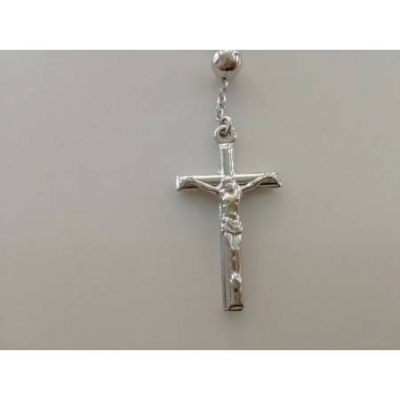 COLLANA ROSARIO Collier ORO BIANCO 18 Kt 750% CATENINA Uomo Donna Sfere Lucide - 4