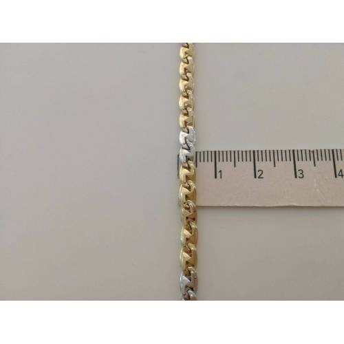 COLLANA Collier CATENA Girocollo ORO 18 KT 750% GIALLO BIANCO Maglia Uomo Donna - 3