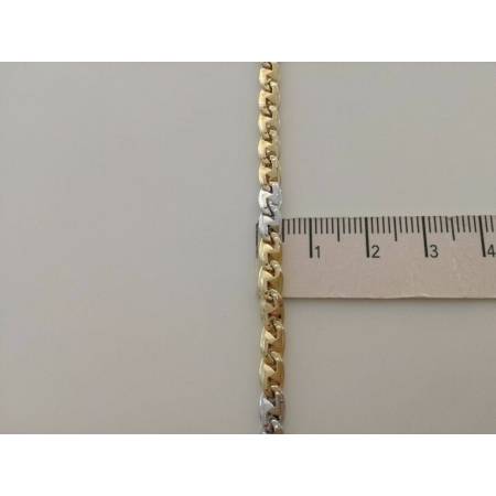 COLLANA Collier CATENA Girocollo ORO 18 KT 750% GIALLO BIANCO Maglia Uomo Donna - 3