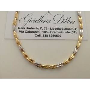 COLLANA In ORO Bicolore GIALLO E BIANCO Uomo Donna Unisex Oro 18 KT 750% Collier - 1