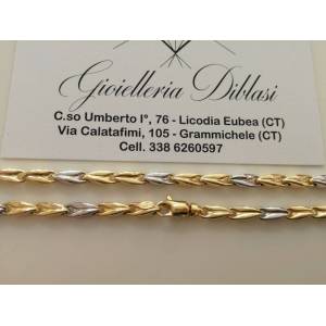 COLLANA In ORO Bicolore GIALLO E BIANCO Uomo Donna Unisex Oro 18 KT 750% Collier - 1 2