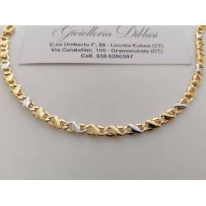 COLLANA Collier CATENA Girocollo ORO 18 KT 750% GIALLO BIANCO Bicolor Uomo Donna - 1