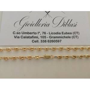 COLLANA In ORO GIALLO Modello MARINARA Unisex Oro 18 KT 750% Made In Italy - 1 2