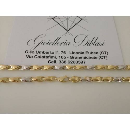 COLLANA In ORO Bicolore GIALLO E ORO BIANCO Unisex Oro 18 KT 750% Made In Italy - 2